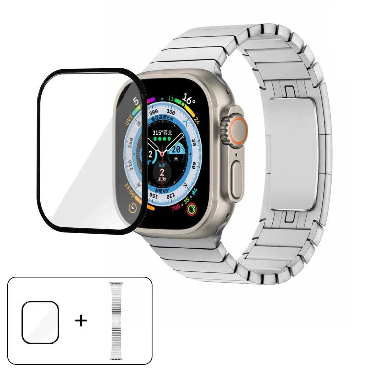 Bracelet de montre Original Buckle en acier inoxydable 316 avec film incurvé 3D, compatible avec Apple Watch Series 10 46 mm, 42 mm, 44 mm, 40 mm, Ultra 2/1 49 mm et 45 mm…