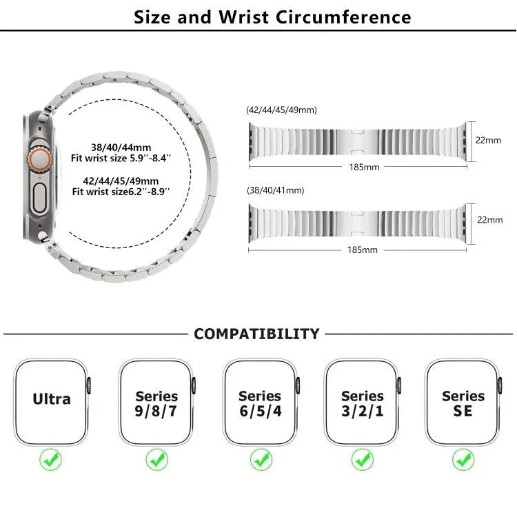 Bracelet de montre Original Buckle en acier inoxydable 316 avec film incurvé 3D, compatible avec Apple Watch Series 10 46 mm, 42 mm, 44 mm, 40 mm, Ultra 2/1 49 mm et 45 mm…