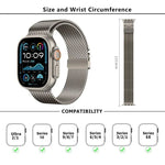 Bracelet de montre en acier inoxydable avec boucle milanaise et film incurvé 3D, compatible avec Apple Watch Series 10 46 mm, 42 mm, 44 mm, 40 mm et Apple Watch Ultra 2/1 49 mm…