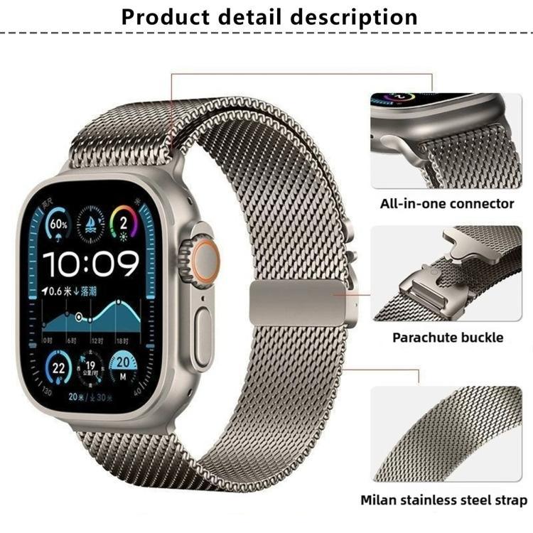 Bracelet de montre en acier inoxydable avec boucle milanaise et film incurvé 3D, compatible avec Apple Watch Series 10 46 mm, 42 mm, 44 mm, 40 mm et Apple Watch Ultra 2/1 49 mm…