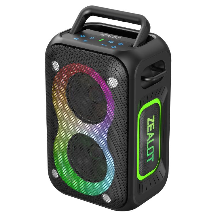 Enceinte Bluetooth stéréo portable extérieure RGB colorée Zealot PT02 60W, PT02