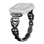 Bracelet de montre xDfind Double Cœur Diamant Métallique, pour Apple Watch 42/44/45/46/49 mm et Apple Watch 38/40/41/S10 42 mm