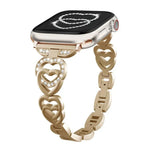 Bracelet de montre xDfind Double Cœur Diamant Métallique, pour Apple Watch 42/44/45/46/49 mm et Apple Watch 38/40/41/S10 42 mm