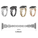 Bracelet de montre xDfind Double Cœur Diamant Métallique, pour Apple Watch 42/44/45/46/49 mm et Apple Watch 38/40/41/S10 42 mm
