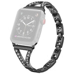 Bracelet de montre xDfind en acier inoxydable à chevrons et diamants, compatible avec Apple Watch 42/44/45/46/49 mm et Apple Watch 38/40/41/S10 42 mm.
