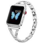 Bracelet de montre xDfind en acier inoxydable à chevrons et diamants, compatible avec Apple Watch 42/44/45/46/49 mm et Apple Watch 38/40/41/S10 42 mm.