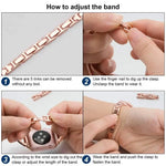 Bracelet de montre xDfind en acier inoxydable à chevrons et diamants, compatible avec Apple Watch 42/44/45/46/49 mm et Apple Watch 38/40/41/S10 42 mm.