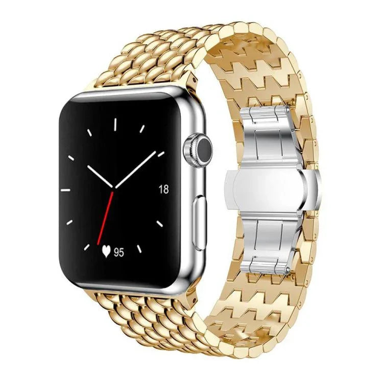 Bracelet de montre en métal texturé dragon xDfind, compatible avec Apple Watch 42/44/45/46/49 mm et Apple Watch 38/40/41/S10 42 mm.