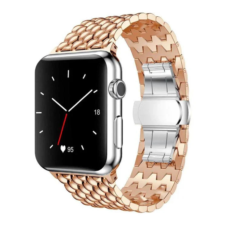 Bracelet de montre en métal texturé dragon xDfind, compatible avec Apple Watch 42/44/45/46/49 mm et Apple Watch 38/40/41/S10 42 mm.
