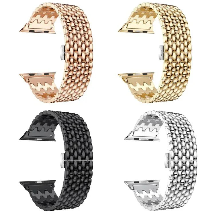 Bracelet de montre en métal texturé dragon xDfind, compatible avec Apple Watch 42/44/45/46/49 mm et Apple Watch 38/40/41/S10 42 mm.