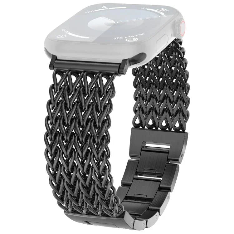 Bracelet de montre xDfind en acier inoxydable tressé à chevrons, compatible avec Apple Watch 42/44/45/46/49 mm et Apple Watch 38/40/41/S10 42 mm.