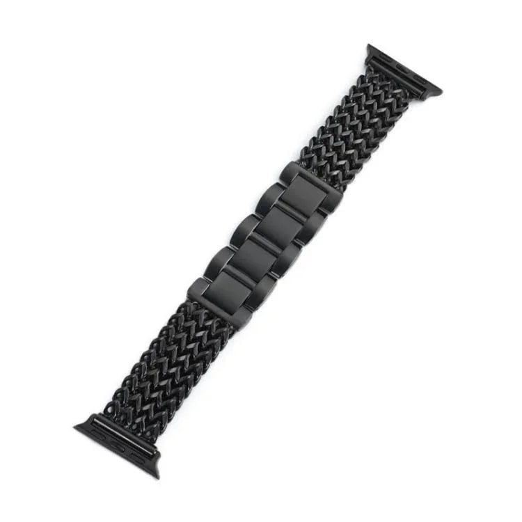 Bracelet de montre xDfind en acier inoxydable tressé à chevrons, compatible avec Apple Watch 42/44/45/46/49 mm et Apple Watch 38/40/41/S10 42 mm.