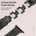 Bracelet de montre xDfind en acier inoxydable tressé à chevrons, compatible avec Apple Watch 42/44/45/46/49 mm et Apple Watch 38/40/41/S10 42 mm.