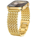 Bracelet de montre xDfind en acier inoxydable tressé à chevrons, compatible avec Apple Watch 42/44/45/46/49 mm et Apple Watch 38/40/41/S10 42 mm.