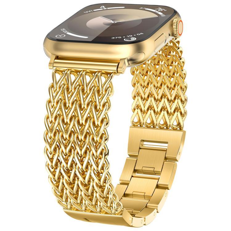 Bracelet de montre xDfind en acier inoxydable tressé à chevrons, compatible avec Apple Watch 42/44/45/46/49 mm et Apple Watch 38/40/41/S10 42 mm.