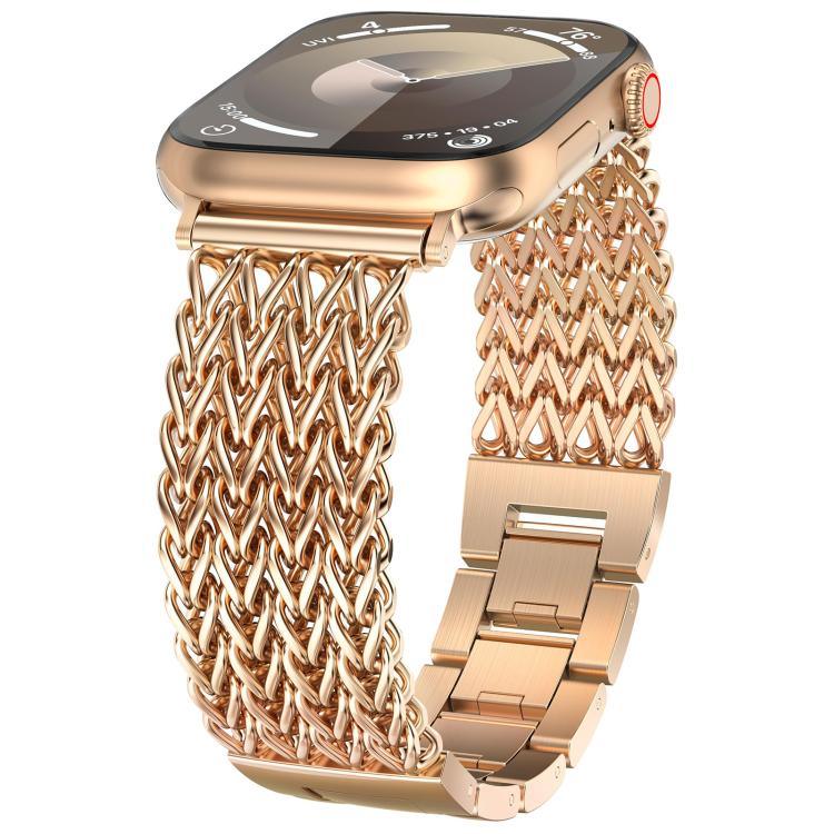 Bracelet de montre xDfind en acier inoxydable tressé à chevrons, compatible avec Apple Watch 42/44/45/46/49 mm et Apple Watch 38/40/41/S10 42 mm.