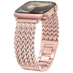 Bracelet de montre xDfind en acier inoxydable tressé à chevrons, compatible avec Apple Watch 42/44/45/46/49 mm et Apple Watch 38/40/41/S10 42 mm.
