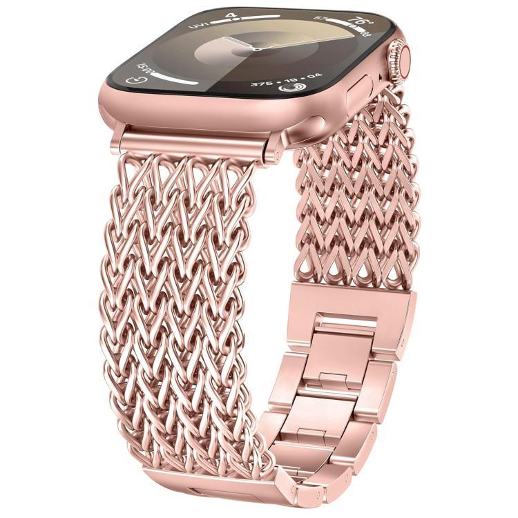 Bracelet de montre xDfind en acier inoxydable tressé à chevrons, compatible avec Apple Watch 42/44/45/46/49 mm et Apple Watch 38/40/41/S10 42 mm.