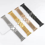 Bracelet de montre xDfind en acier inoxydable tressé à chevrons, compatible avec Apple Watch 42/44/45/46/49 mm et Apple Watch 38/40/41/S10 42 mm.