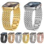 Bracelet de montre xDfind en acier inoxydable tressé à chevrons, compatible avec Apple Watch 42/44/45/46/49 mm et Apple Watch 38/40/41/S10 42 mm.