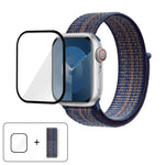 Bracelet de montre basique en nylon avec film incurvé 3D, pour Apple Watch Series 10 46 mm, Apple Watch Series 10 42 mm et Apple Watch Series 44 mm
