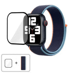 Bracelet de montre basique en nylon avec film incurvé 3D, pour Apple Watch Series 10 46 mm, Apple Watch Series 10 42 mm et Apple Watch Series 44 mm