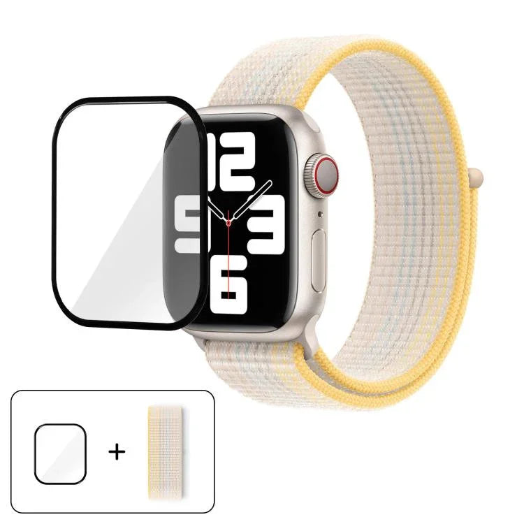 Bracelet de montre basique en nylon avec film incurvé 3D, pour Apple Watch Series 40 mm, Apple Watch Ultra 2/1 49 mm et Apple Watch Series 45 mm.