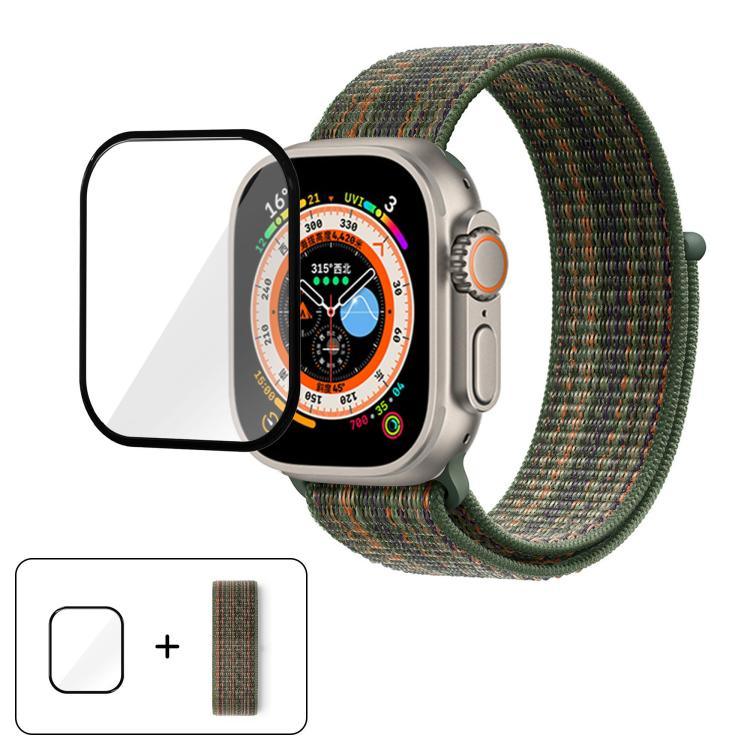 Bracelet de montre basique en nylon avec film incurvé 3D, pour Apple Watch Series 40 mm, Apple Watch Ultra 2/1 49 mm et Apple Watch Series 45 mm.
