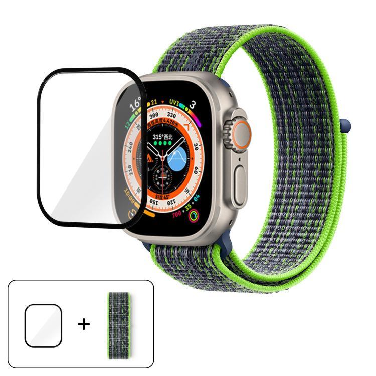 Bracelet de montre basique en nylon avec film incurvé 3D, pour Apple Watch Series 40 mm, Apple Watch Ultra 2/1 49 mm et Apple Watch Series 45 mm.