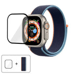 Bracelet de montre basique en nylon avec film incurvé 3D, pour Apple Watch Series 40 mm, Apple Watch Ultra 2/1 49 mm et Apple Watch Series 45 mm.