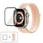 Bracelet de montre basique en nylon avec film incurvé 3D, pour Apple Watch Series 40 mm, Apple Watch Ultra 2/1 49 mm et Apple Watch Series 45 mm.