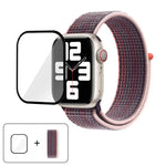 Bracelet de montre basique en nylon avec film incurvé 3D, pour Apple Watch Series 41 mm, Apple Watch Series 38 mm et Apple Watch Series 42 mm.