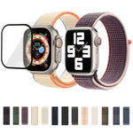 Bracelet de montre basique en nylon avec film incurvé 3D, pour Apple Watch Series 10 46 mm, Apple Watch Series 10 42 mm et Apple Watch Series 44 mm