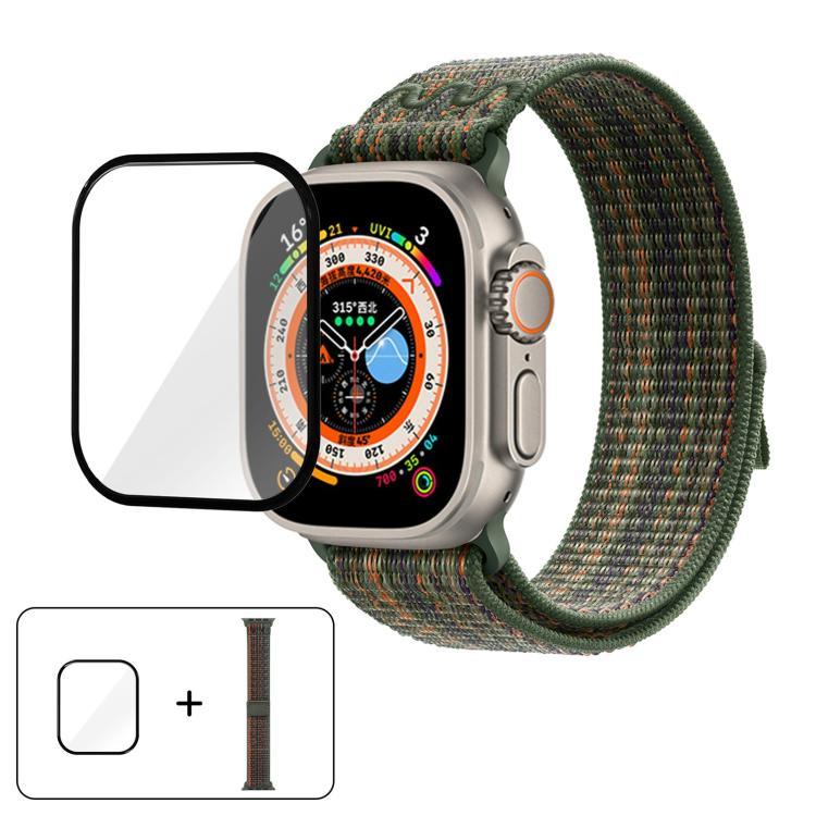 Bracelet de montre en nylon avec film incurvé 3D, pour Apple Watch Series 40 mm, Apple Watch Ultra 2/1 49 mm et Apple Watch Series 45 mm.
