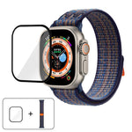 Bracelet de montre en nylon avec film incurvé 3D, pour Apple Watch Series 40 mm, Apple Watch Ultra 2/1 49 mm et Apple Watch Series 45 mm.