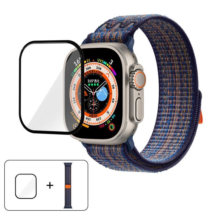 Bracelet de montre en nylon avec film incurvé 3D, pour Apple Watch Series 40 mm, Apple Watch Ultra 2/1 49 mm et Apple Watch Series 45 mm.