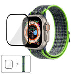 Bracelet de montre en nylon avec film incurvé 3D, pour Apple Watch Series 40 mm, Apple Watch Ultra 2/1 49 mm et Apple Watch Series 45 mm.