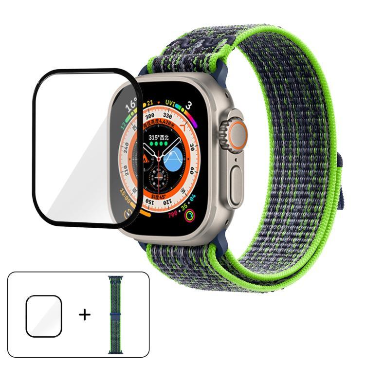 Bracelet de montre en nylon avec film incurvé 3D, pour Apple Watch Series 40 mm, Apple Watch Ultra 2/1 49 mm et Apple Watch Series 45 mm.