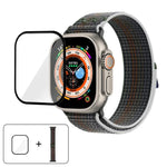 Bracelet de montre en nylon avec film incurvé 3D, pour Apple Watch Series 40 mm, Apple Watch Ultra 2/1 49 mm et Apple Watch Series 45 mm.