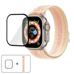 Bracelet de montre en nylon avec film incurvé 3D, pour Apple Watch Series 40 mm, Apple Watch Ultra 2/1 49 mm et Apple Watch Series 45 mm.