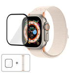 Bracelet de montre en nylon avec film incurvé 3D, pour Apple Watch Series 40 mm, Apple Watch Ultra 2/1 49 mm et Apple Watch Series 45 mm.