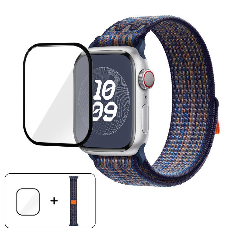 Bracelet de montre en nylon avec film incurvé 3D, pour Apple Watch Series 41 mm, Apple Watch Series 38 mm et Apple Watch Series 42 mm.