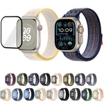 Bracelet de montre en nylon avec film incurvé 3D, pour Apple Watch Series 40 mm, Apple Watch Ultra 2/1 49 mm et Apple Watch Series 45 mm.