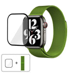 Bracelet de montre milanais en acier inoxydable avec film incurvé 3D, pour Apple Watch Series 41 mm, Apple Watch Series 38 mm et Apple Watch Series 42 mm.