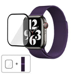 Bracelet de montre milanais en acier inoxydable avec film incurvé 3D, pour Apple Watch Series 41 mm, Apple Watch Series 38 mm et Apple Watch Series 42 mm.