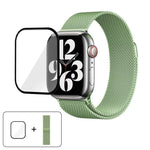 Bracelet de montre milanais en acier inoxydable avec film incurvé 3D, pour Apple Watch Series 41 mm, Apple Watch Series 38 mm et Apple Watch Series 42 mm.