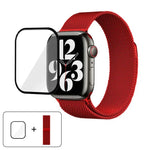 Bracelet de montre milanais en acier inoxydable avec film incurvé 3D, pour Apple Watch Series 41 mm, Apple Watch Series 38 mm et Apple Watch Series 42 mm.
