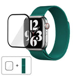 Bracelet de montre milanais en acier inoxydable avec film incurvé 3D, pour Apple Watch Series 41 mm, Apple Watch Series 38 mm et Apple Watch Series 42 mm.