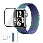 Bracelet de montre milanais en acier inoxydable avec film incurvé 3D, pour Apple Watch Series 41 mm, Apple Watch Series 38 mm et Apple Watch Series 42 mm.