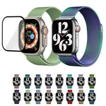 Bracelet de montre milanais en acier inoxydable avec film incurvé 3D, pour Apple Watch Series 41 mm, Apple Watch Series 38 mm et Apple Watch Series 42 mm.